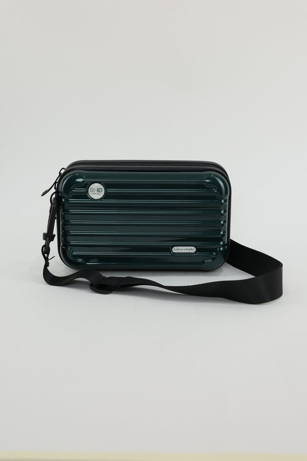 SH-RD Clutch with Belt, Miniature Suitcase Design, Adjustable Strap, Green