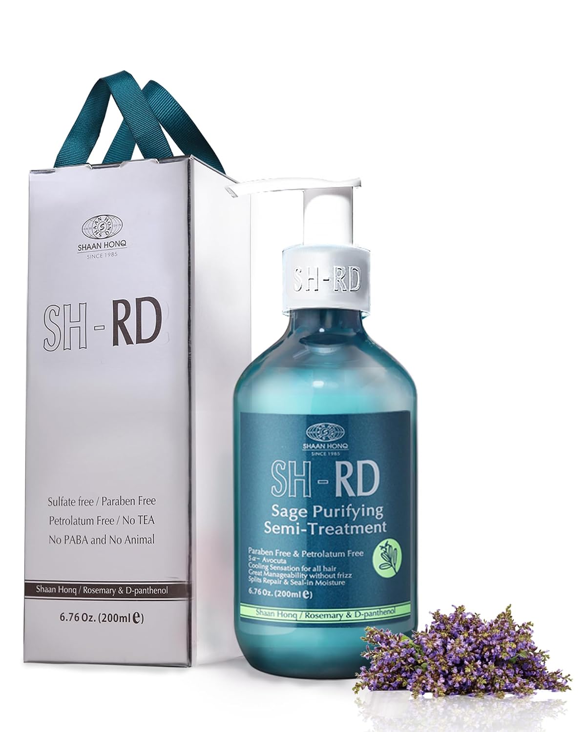 SH-RD bottle and packaging with lavender on a white background