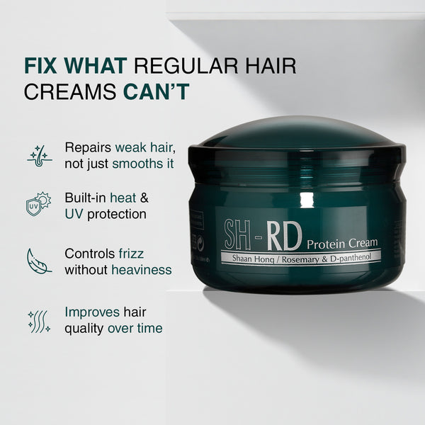 SH-RD Protein Cream jar with features listed on a white background