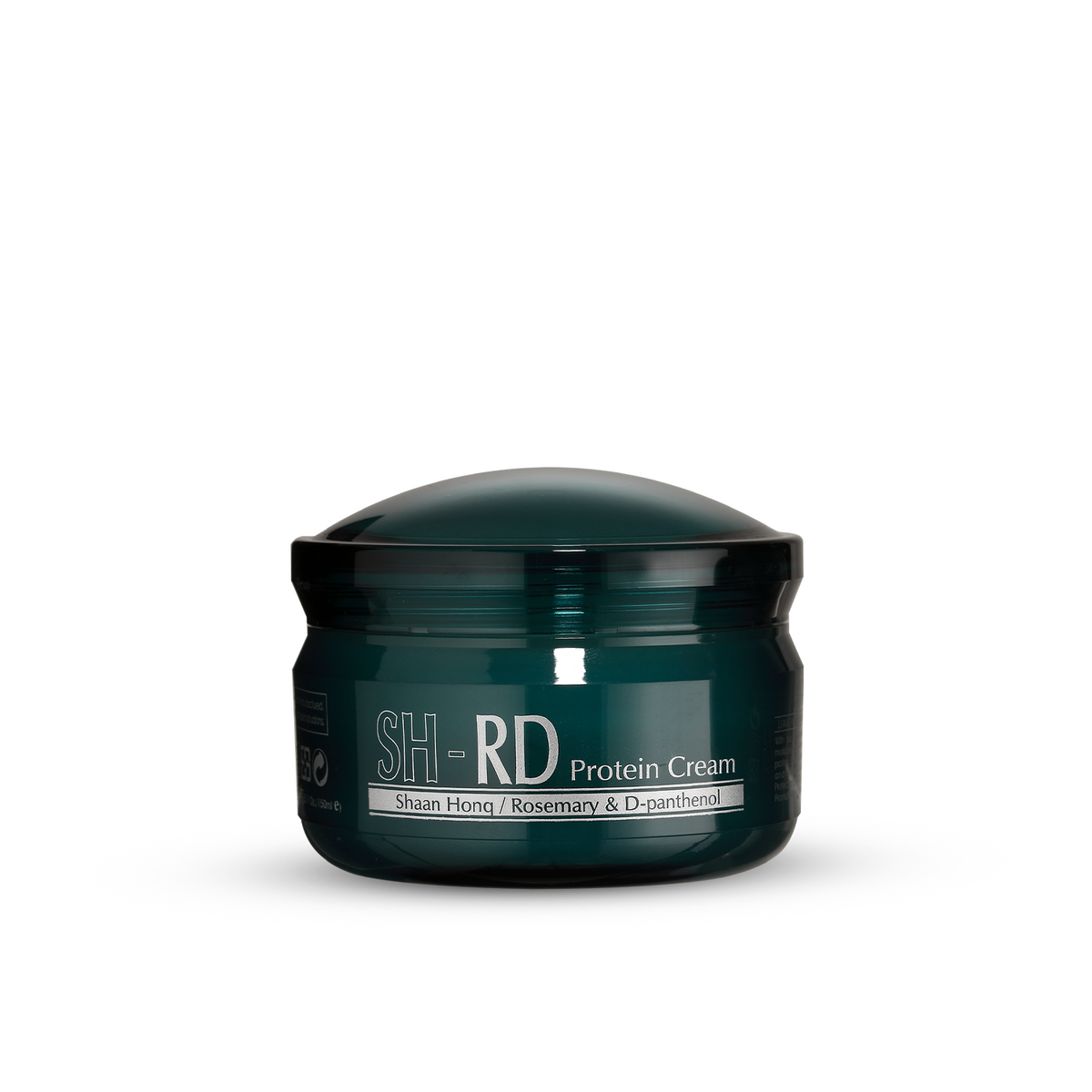 Green jar of protein cream with 'SH RD' branding on a white background