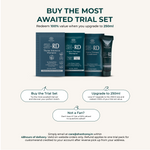 Promotional graphic for an SH-RD Thyme Intensive Shampoo trial set, showing three product tubes (250ml, 1000ml, and 300ml) on a light beige background with step-by-step redemption instructions.