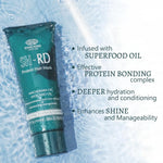Shaan Hong SH-RD Protein Hair Mask with text highlighting its features on a textured white background