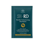 A single packet of Shaan Hong SH-RD Reishi Volumizing Shampoo in a dark teal-green color, featuring white text and a small yellow circular logo, on a plain white background.