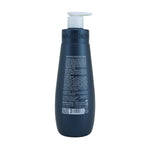 A dark navy blue bottle of Brain Honor Relaxing Massage Cream with a white pump dispenser, shown from the back on a white background.