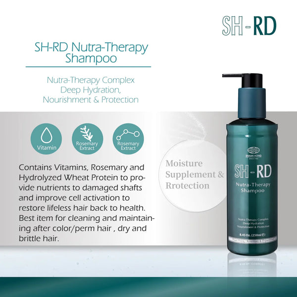 SH-RD Nutra-Therapy Shampoo bottle with packaging details on a white background