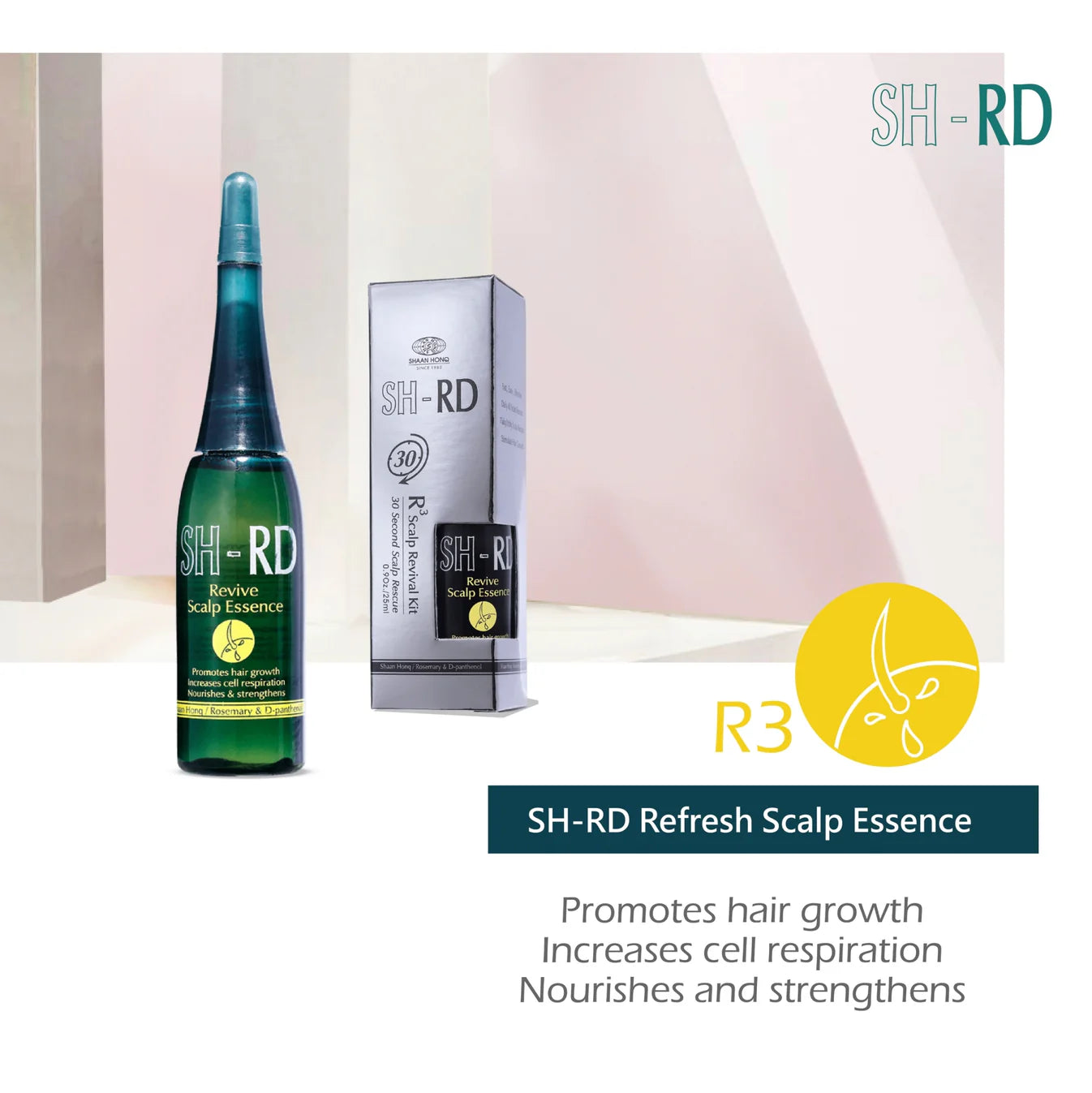 SH-RD Refresh Scalp Essence bottle and packaging on a light background