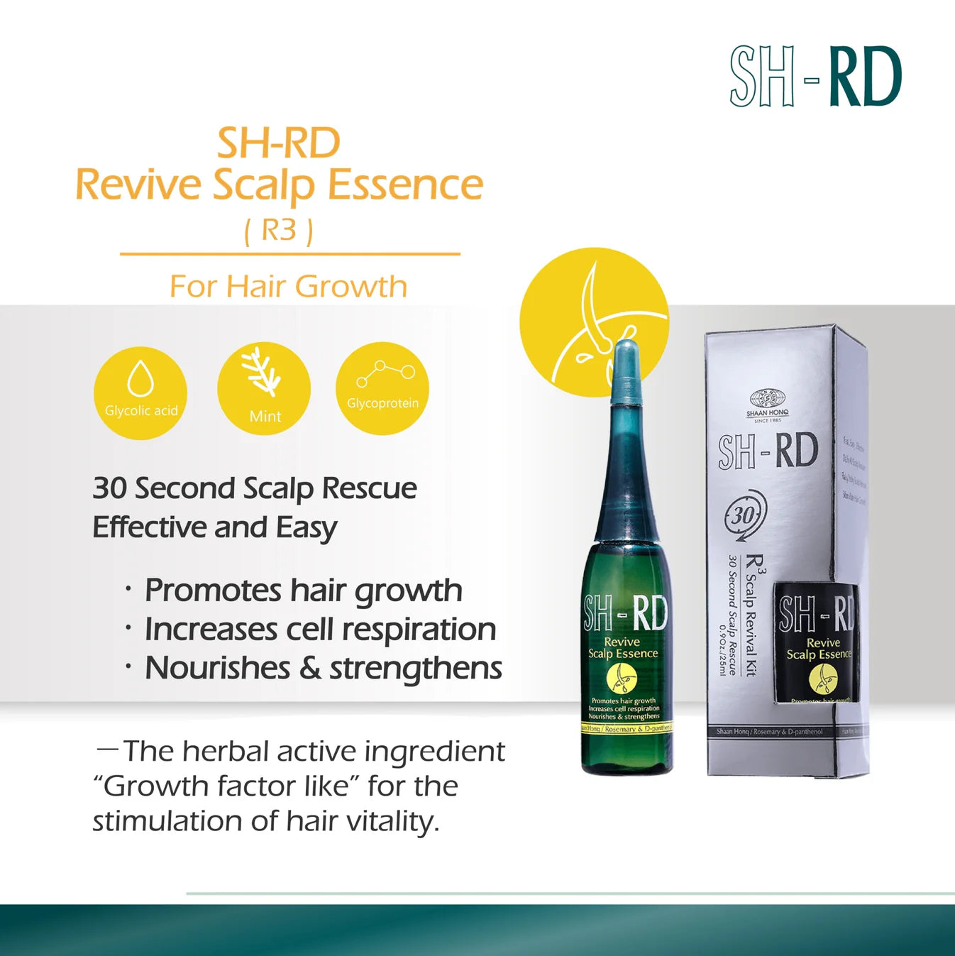 SH-RD Revive Scalp Essence product packaging with text on a white background