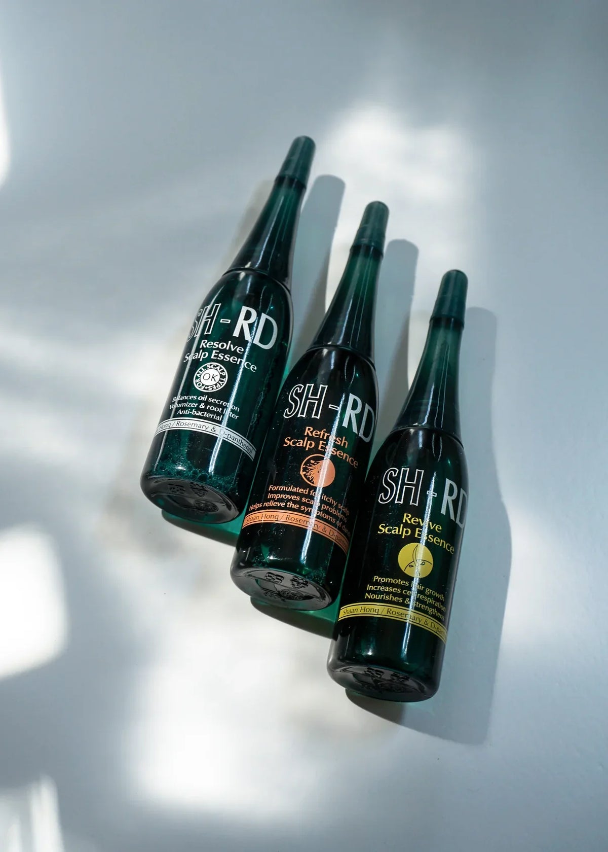 Resolve R1, Refresh R2 and Revive R3 scalp essences for healthy hair growth