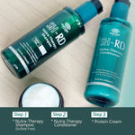 SH-RD Nutra-Therapy Shampoo and Conditioner bottles with a protein cream container on a light background.