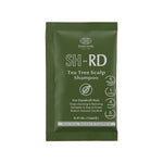 A single packet of Shaun Hong SH-RD Tea Tree Scalp Shampoo in a dark olive green resealable pouch with white text, shown against a plain white background.