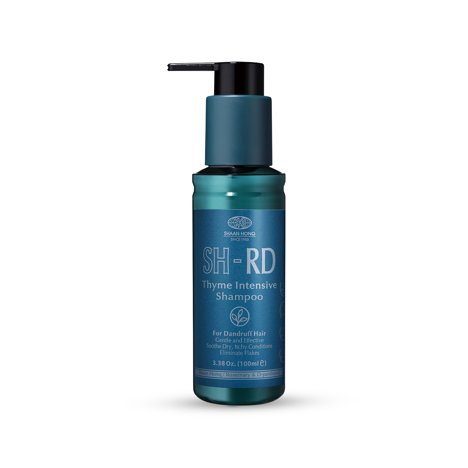 SH-RD Thyme Intensive Shampoo in a dark teal pump bottle with a black dispenser, shown on a clean white background.
