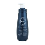 A dark blue bottle of Hair Fortifying Advanced Shampoo with a white pump dispenser, shown against a plain white background.